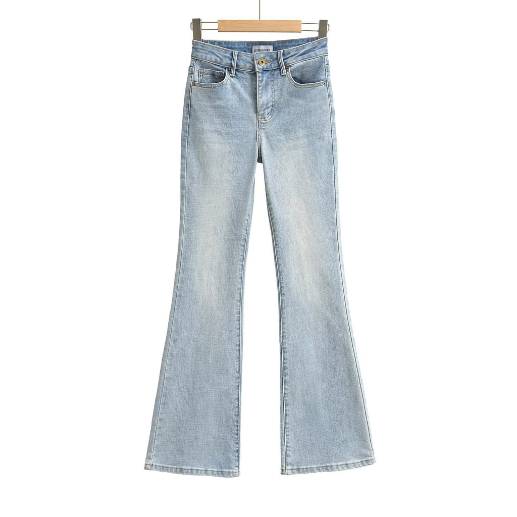 Women's Light Blue High Waist Slim Fit Bootcut Jeans