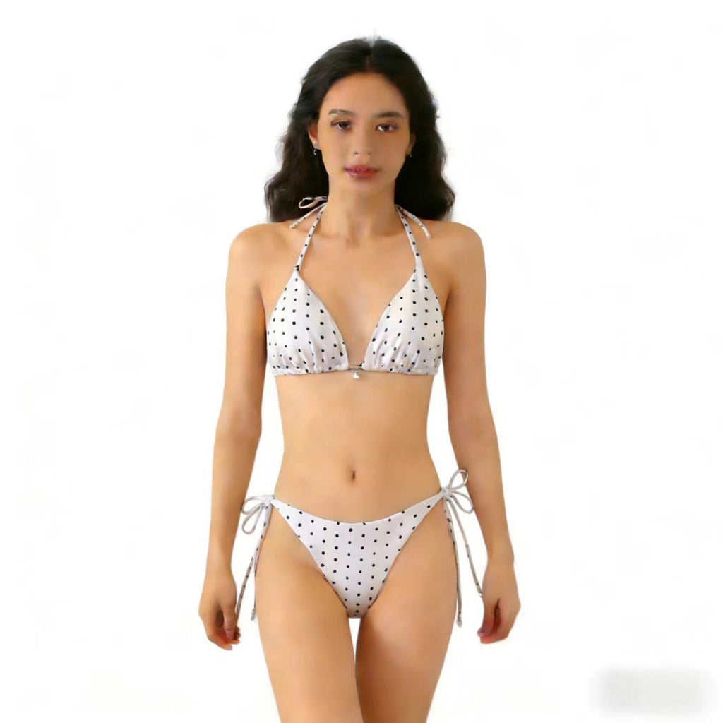 Sexy Triangle Separated Strap Multicolor Polka Dot Bikini Beach Swimwear Swimsuit