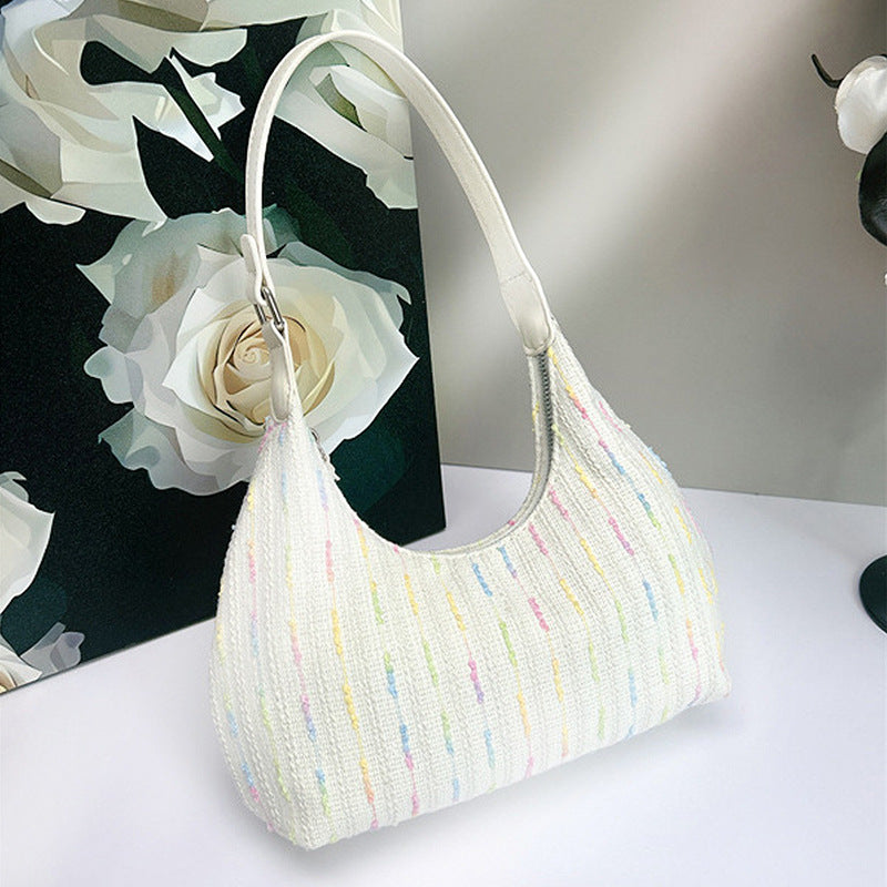 Chic Knitted shoulder Bag - Stylish Women's Summer Canvas Shoulder Bag & Small Girls Handbag Hobo
