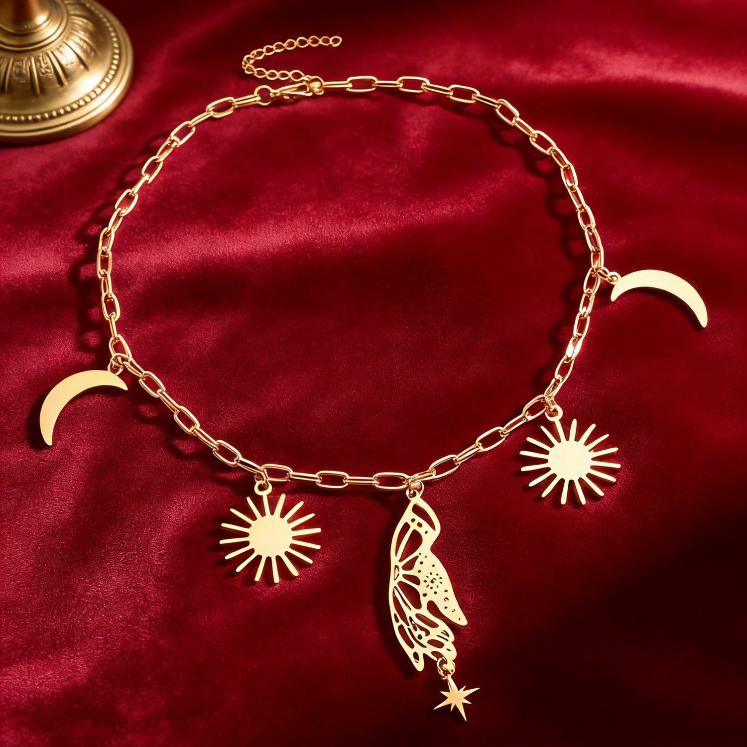 Bohemian Sun Moon Star Wing Tassel Earrings Necklace Bracelet Set
