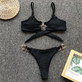 Swimsuit female sexy triangle bikini leopard print hollowed out babes wind small breasts gather resort hot spring beach swimsuit