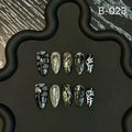 Spice girl with the same magic mirror hand-painted crocodile pattern Press on Nails finished nail wear