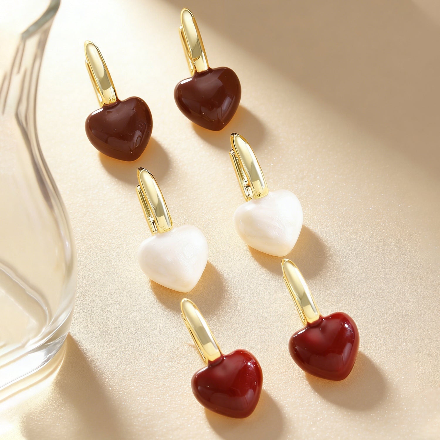 Elegant  Heart Buckle Earrings Minimalist Niche Design