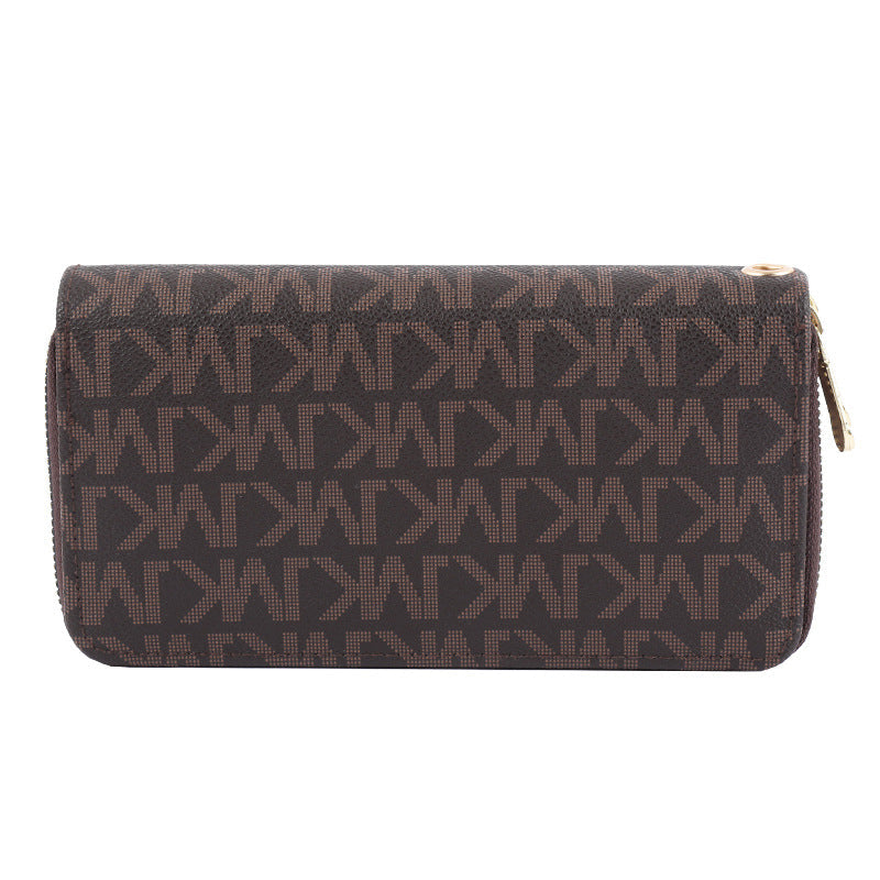 Long Wallet Female Male Key Item Saffiano Continental Zip Around Wallet with Wristlet Strap Clutch Printed Multi-Card Large Capacity Wrist Bag