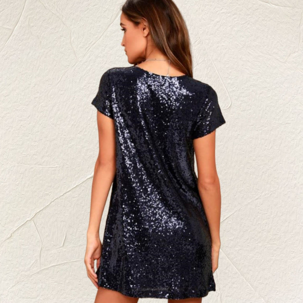Women's V-neck beaded sequins slim fit cute playful party casual fashion skirt