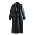 Women Loose-Fit Faux Leather Coat
