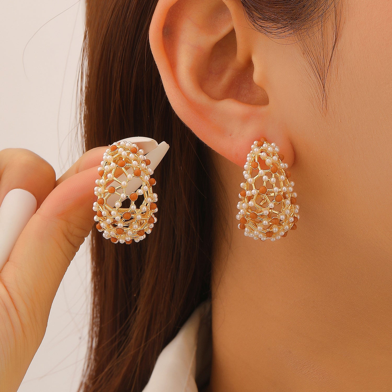 French Vintage Palace Style Stud Earrings Luxury Starry Design Earrings
