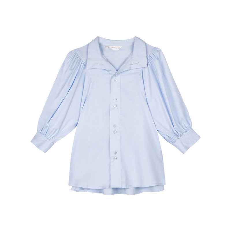 Retro V-neck shirt for female temperament Puff Sleeve Blouse Tops