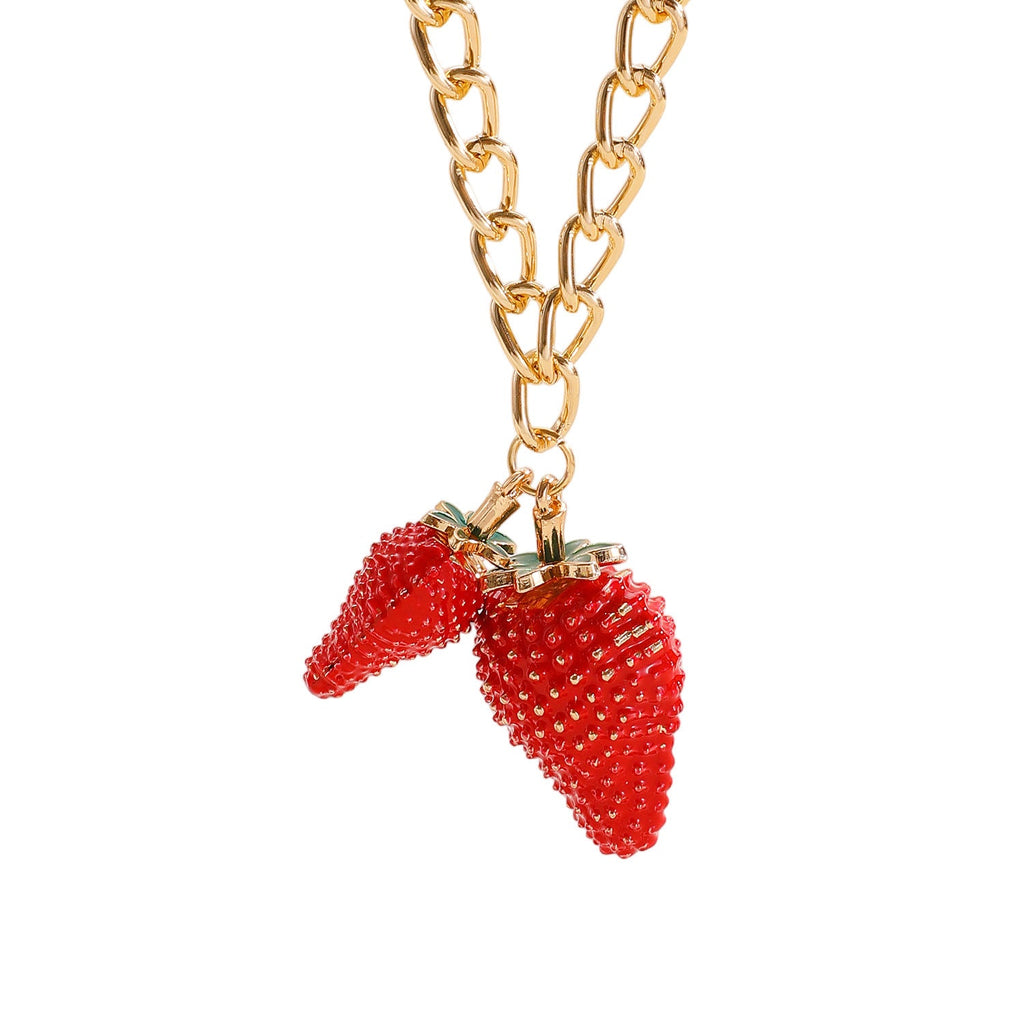 Sweet Strawberry Pendant Necklace Women Cute Exaggerated Fruit Earrings