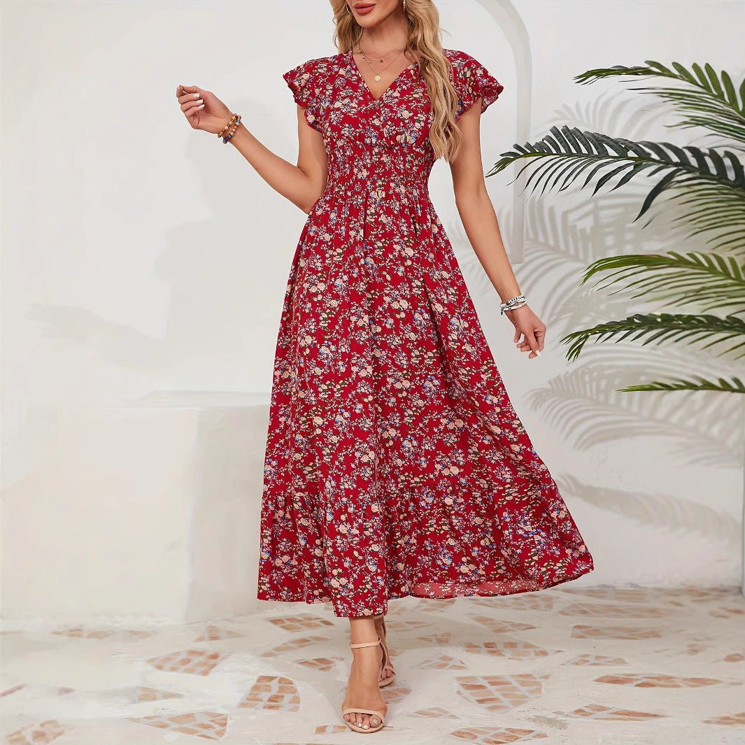 Printed French dress floral dress