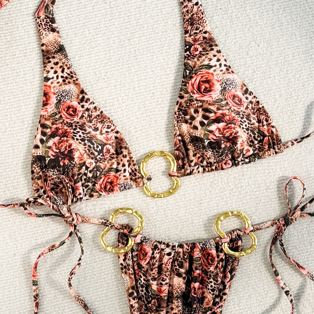 Swimsuit female sexy slim halter strap printed briefs bikini bikini