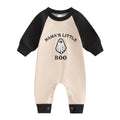 Letter Ghost Embroidery Color blocked Long sleeved Cartoon Cute jumpsuit Crawler