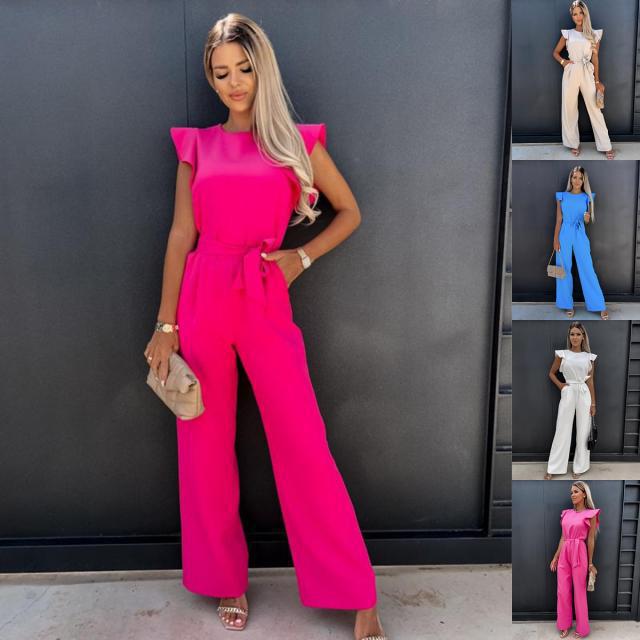High Waist Commuter Strap-Up Jumpsuit - Summer Wide Leg Streetwear Jumpsuit