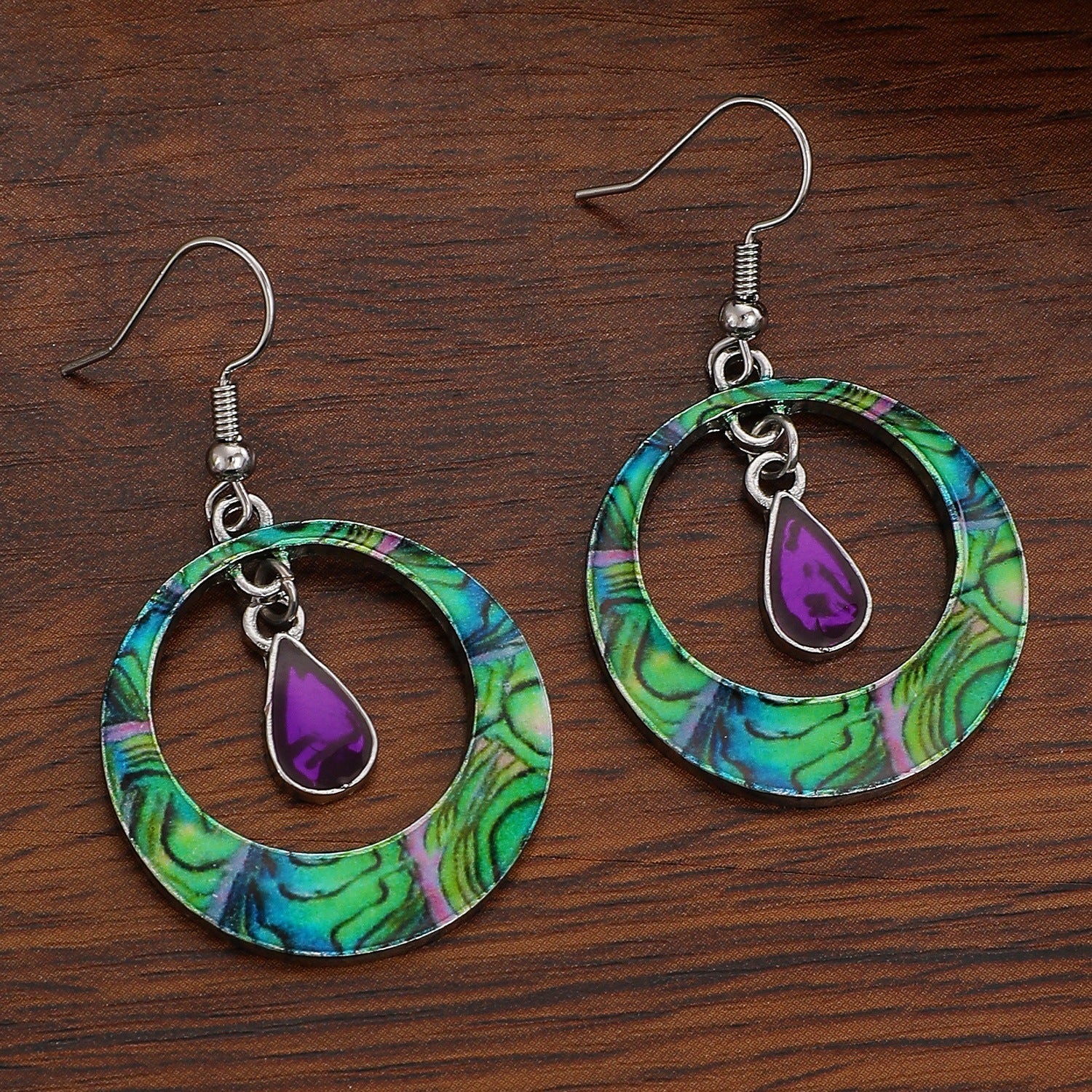 Vintage Bohemian Hollow Round Pattern Water Drop Earrings Boho Women Jewelry