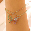 Butterfly Necklace & Bracelet Best Friend BFF Color Zircon Asymmetric Magnetic Jewelry