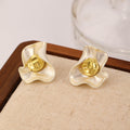 Luxury Matte Wavy Petal Earrings with Geometric Gold Ball Unique Design
