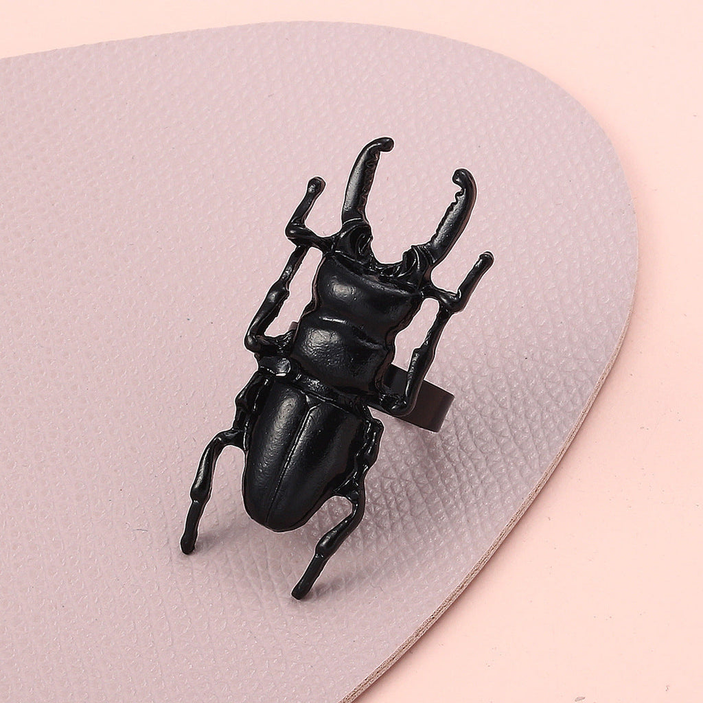 Creative Metal Beetle Ring Cute Cartoon Insect Index Finger Ring Geometric Pinky Ring