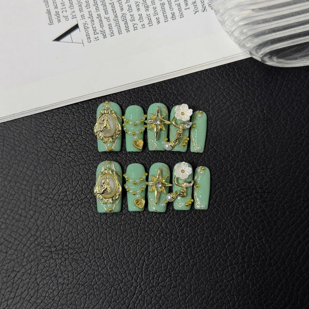 Niche court handcrafted design vintage angel sweet cool babes GlitteringHandmadePress on Nails