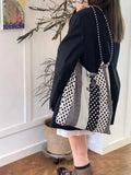 Polka dot tote bag, versatile portable shoulder bag, large-capacity environmentally friendly hobo bag for women