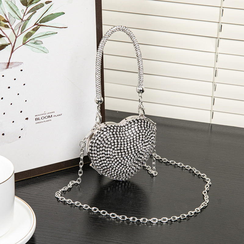 Rhinestone Dinner Bag, Mini heart purse, Small and Exquisite Shiny Dress Bag, Ball Bag, Prom Bag, Party Purse