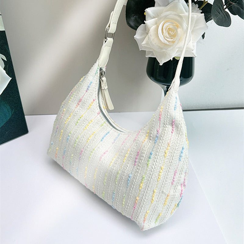 Chic Knitted shoulder Bag - Stylish Women's Summer Canvas Shoulder Bag & Small Girls Handbag Hobo
