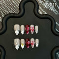 Spice Girl Pink Handmade Carved Painted Almond Nail Press on Nails