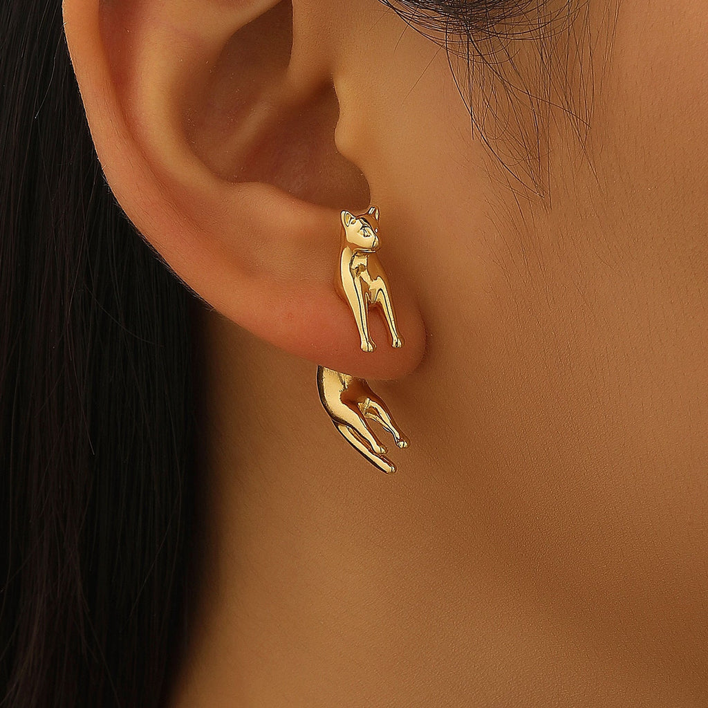 Personality Office Cute Cat Stud Earrings Women 3D Niche Animal Cat Detachable Earrings