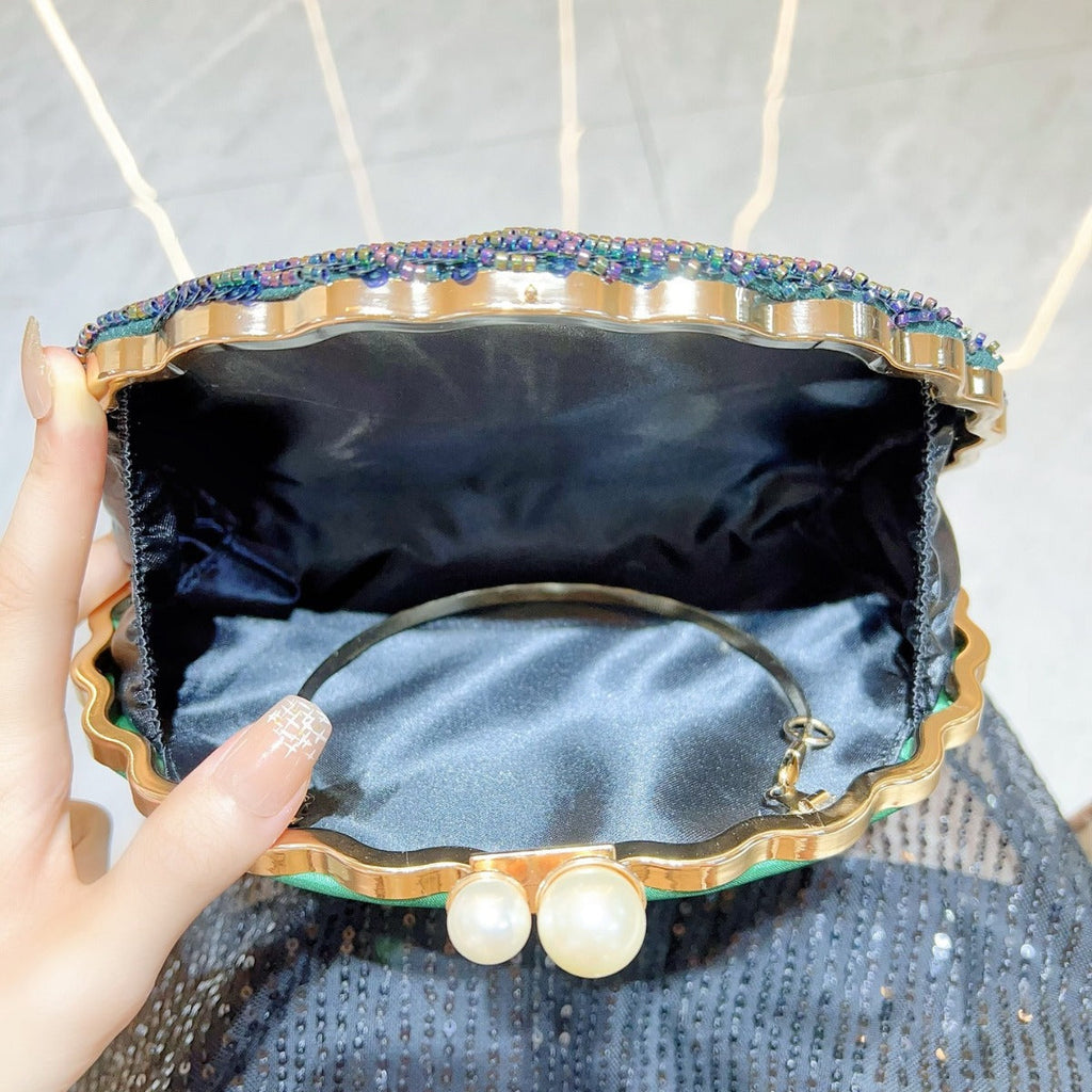 Elegant Retro Craft Beaded Evening Bag – Stylish Clutch Purse for Prom, Party, and Special Occasions