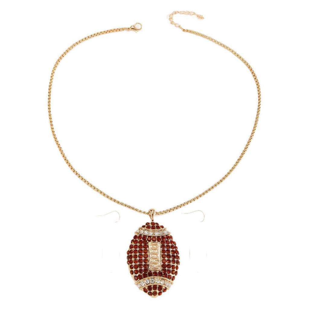 Rhinestone Football Rugby Earrings - Sparkling Sports Fan Dangle Earrings for Women Game Day Party