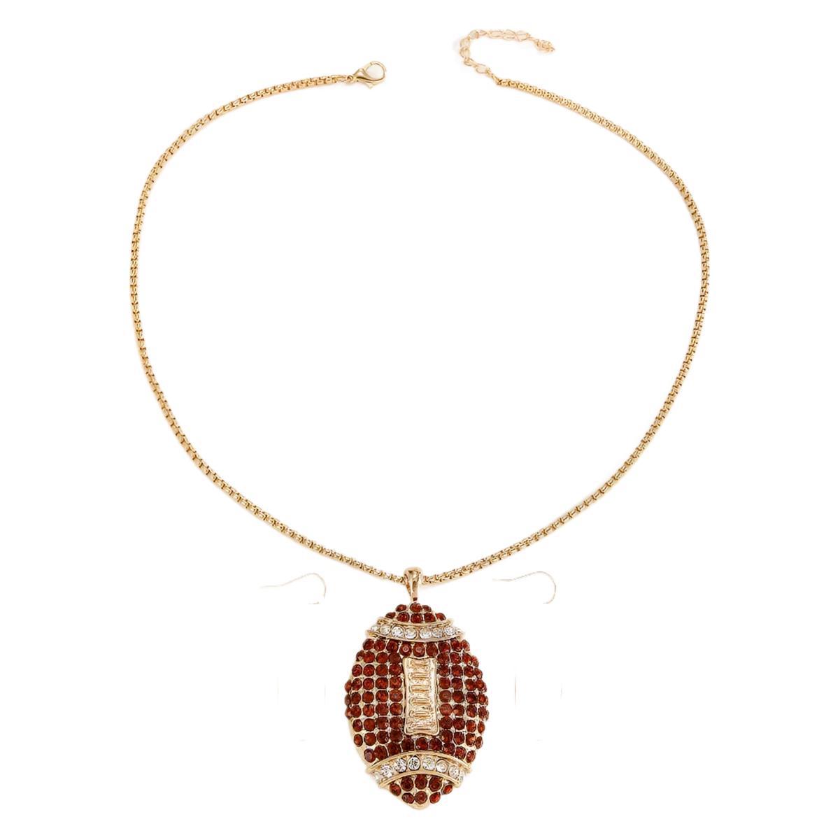 Rhinestone Football Rugby Earrings - Sparkling Sports Fan Dangle Earrings for Women Game Day Party