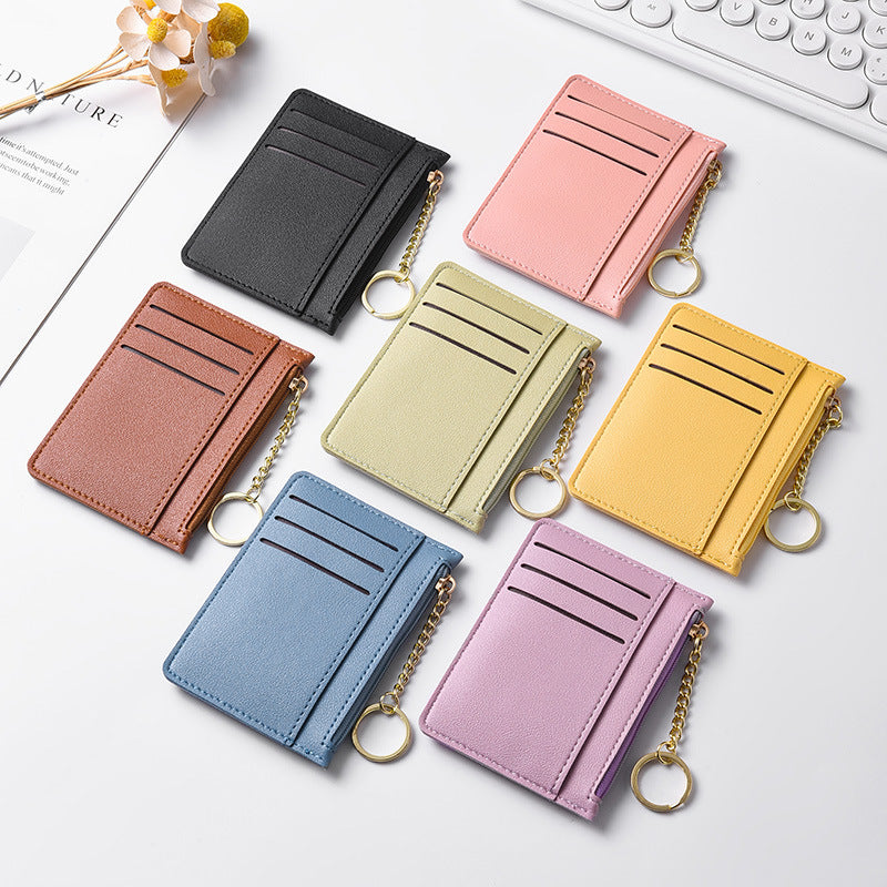 Ultra-thin new card bag for women, small and simple multi-card zipper change bag, large-capacity ID card holder, card holder.