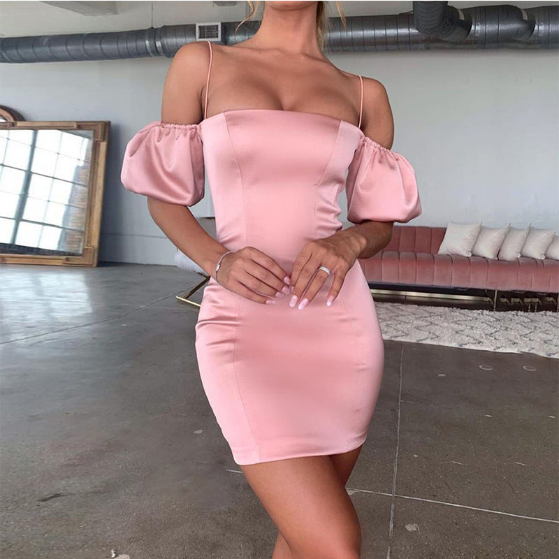 Women's Sexy Tube Sleeveless Bodycon Satin Suspender Mini Dress - Sexy Backless Wrap Cocktail Party Dress