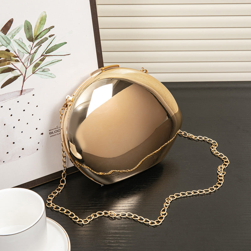 Golden Acrylic Bag, Shiny Metallic Banquet Purse,