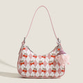 Small versatile shoulder bag, cute cherry pattern shoulder bag, top handle bag, crescent bag  hobo