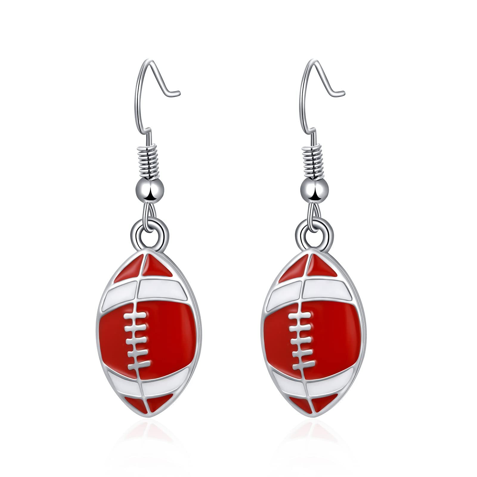 Rhinestone Football & Rugby Earrings for Women - Sparkling Sports Fan Dangle Drop Stud Earrings