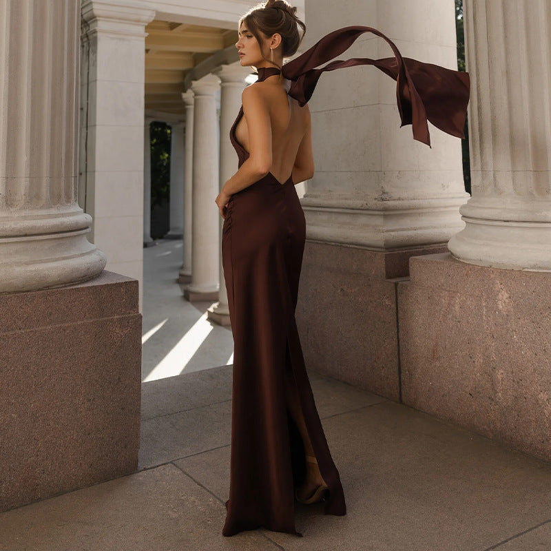 Satin Slip Dress with Low Back