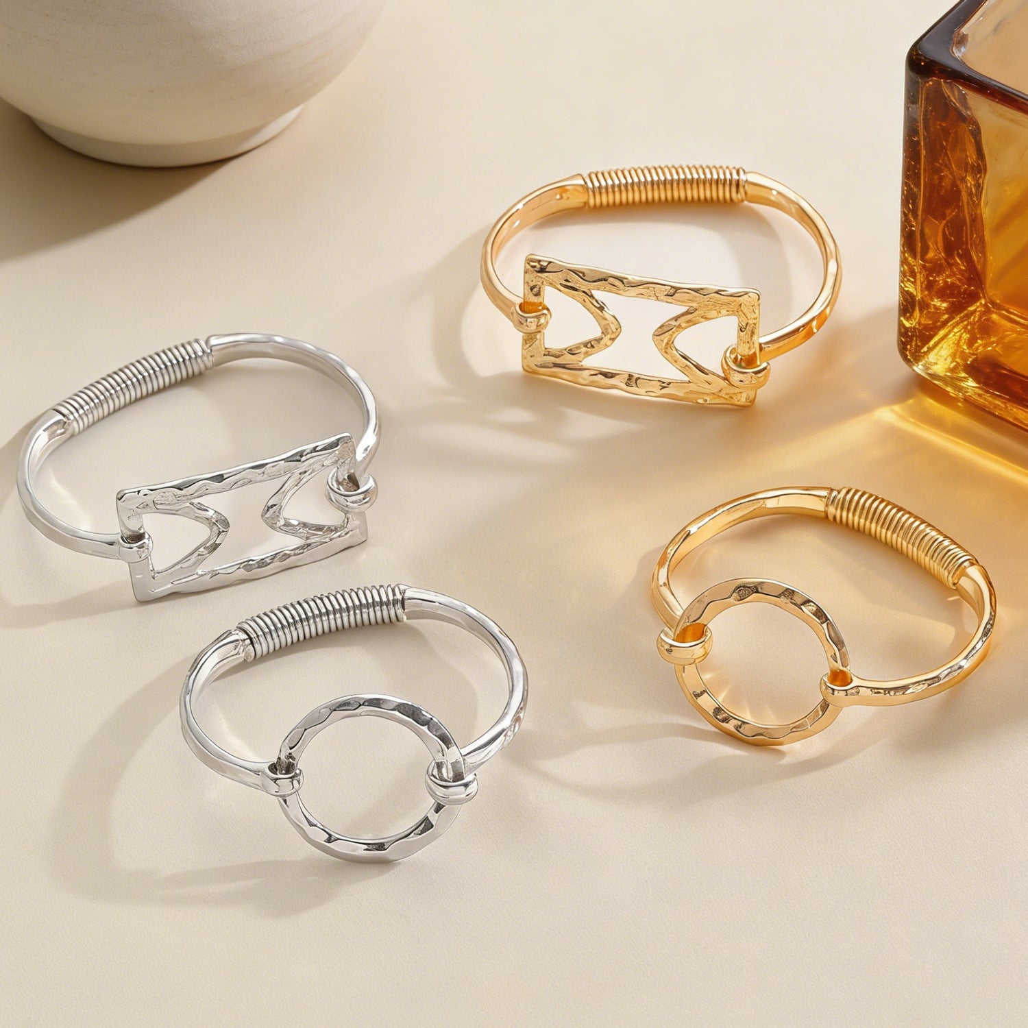 Exaggerated Alloy Round Square Geometric Electroplated Bracelet Fashion Minimalist