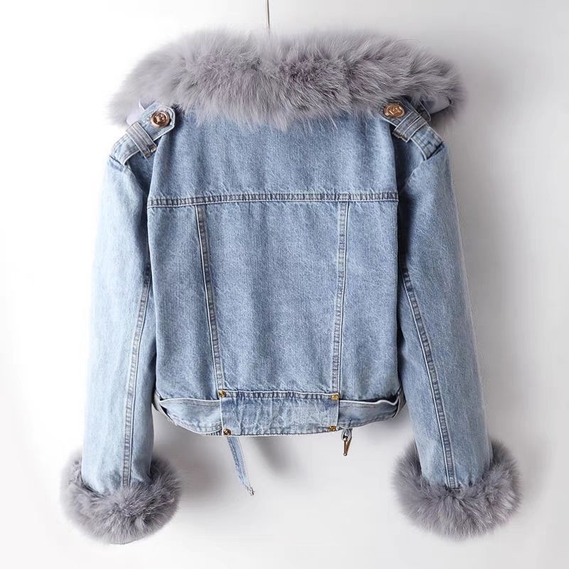 Denim Jacket with Detachable Faux Fur Liner