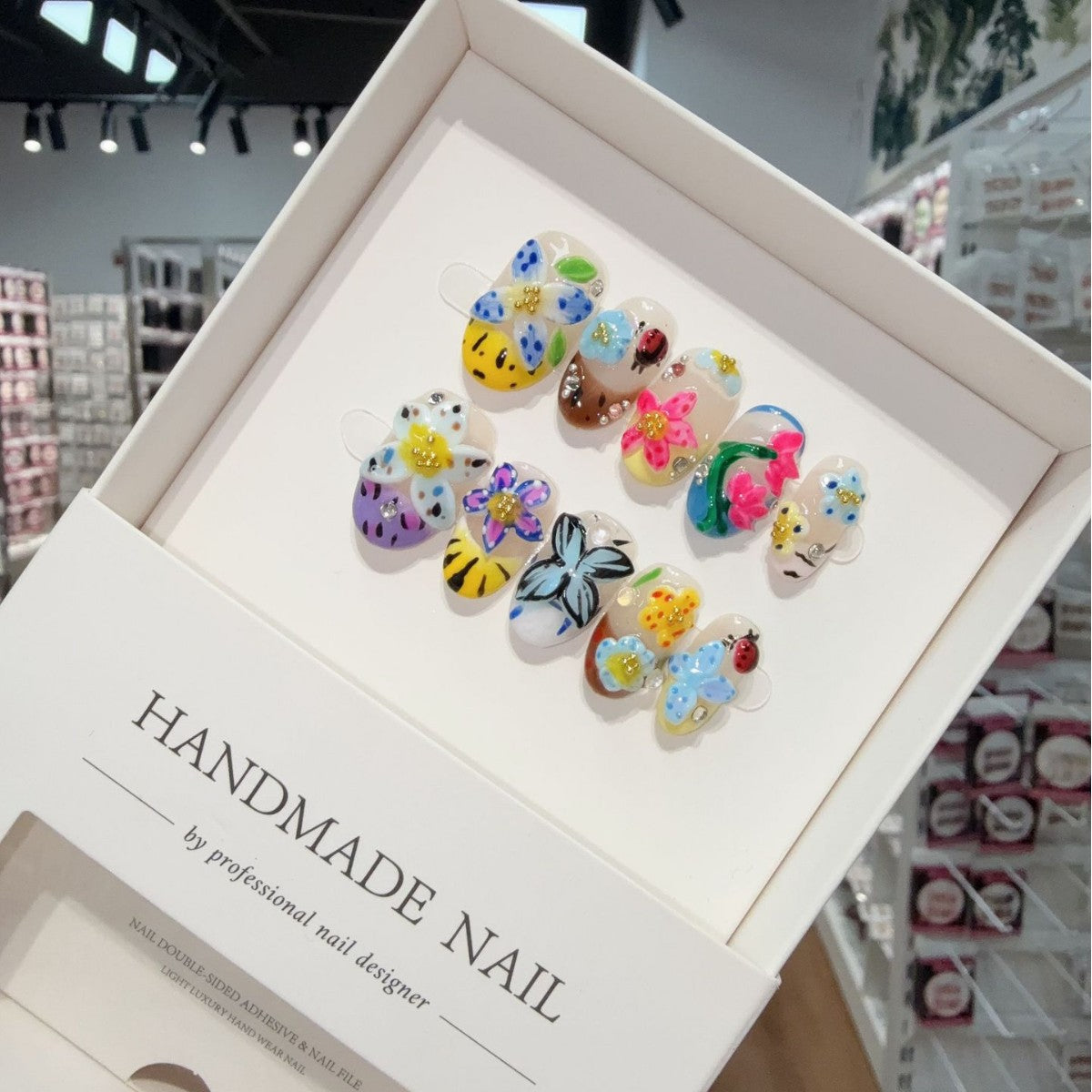 Handmade Press on Nails Premium Sense Spring Summer 3D Pinch Flowers