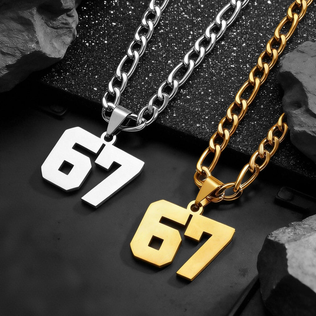 Custom Jersey Number 67 Stainless Steel Pendant Necklace Athlete Basketball Football Jewelry