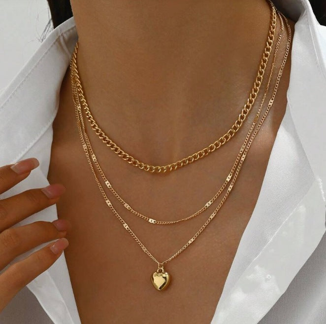 Gold Plated Layering Necklace Set for Women - 5-Piece Cuban, Snake, Paperclip, Rope & Twist Chain Collection
