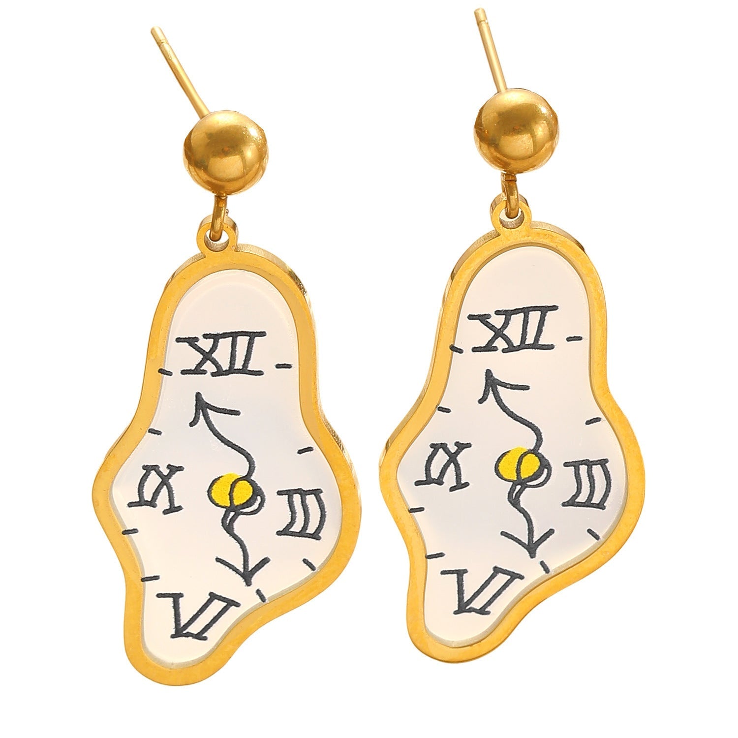 Unique Clock Stud Earrings Minimalist Personality Creative Time Design High-End Earrings