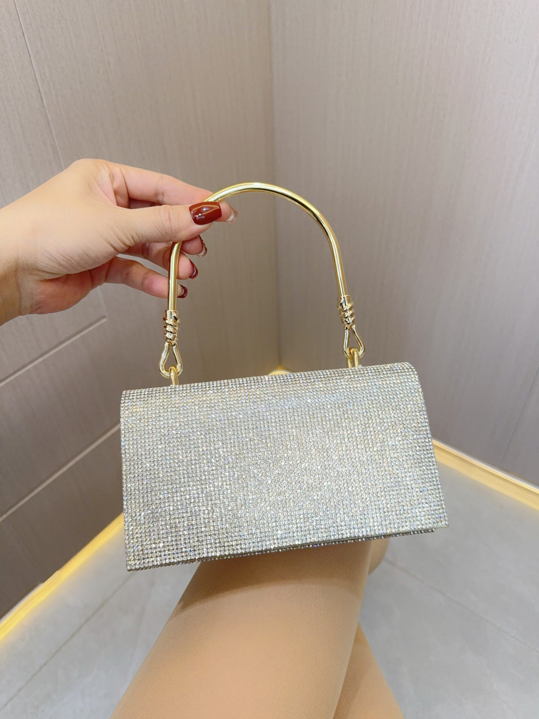 Rhinestone Evening Bag Wedding Birthday Banquet Party Purse Silver