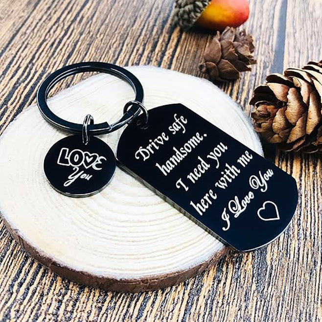 Driving Safety Keychain Boyfriend Birthday Father's Day Christmas Valentine's Day Men's Husband Gift Black