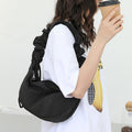 Small shoulder women's casual, pleated nylon hobo bag, fashion drawstring canvas crossbody bag
