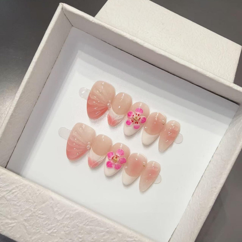 HandmadePress on Nails Nail Sticker, French Engraved Beautiful Sheet Finished Removable