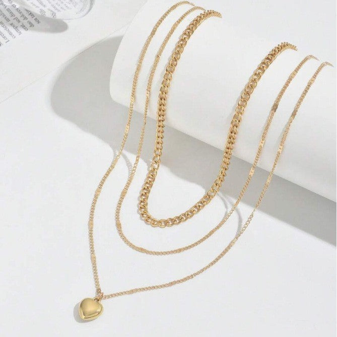 Gold Plated Layering Necklace Set for Women - 5-Piece Cuban, Snake, Paperclip, Rope & Twist Chain Collection