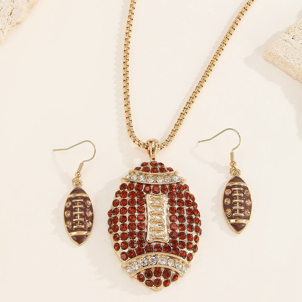 Rhinestone Football Rugby Earrings - Sparkling Sports Fan Dangle Earrings for Women Game Day Party