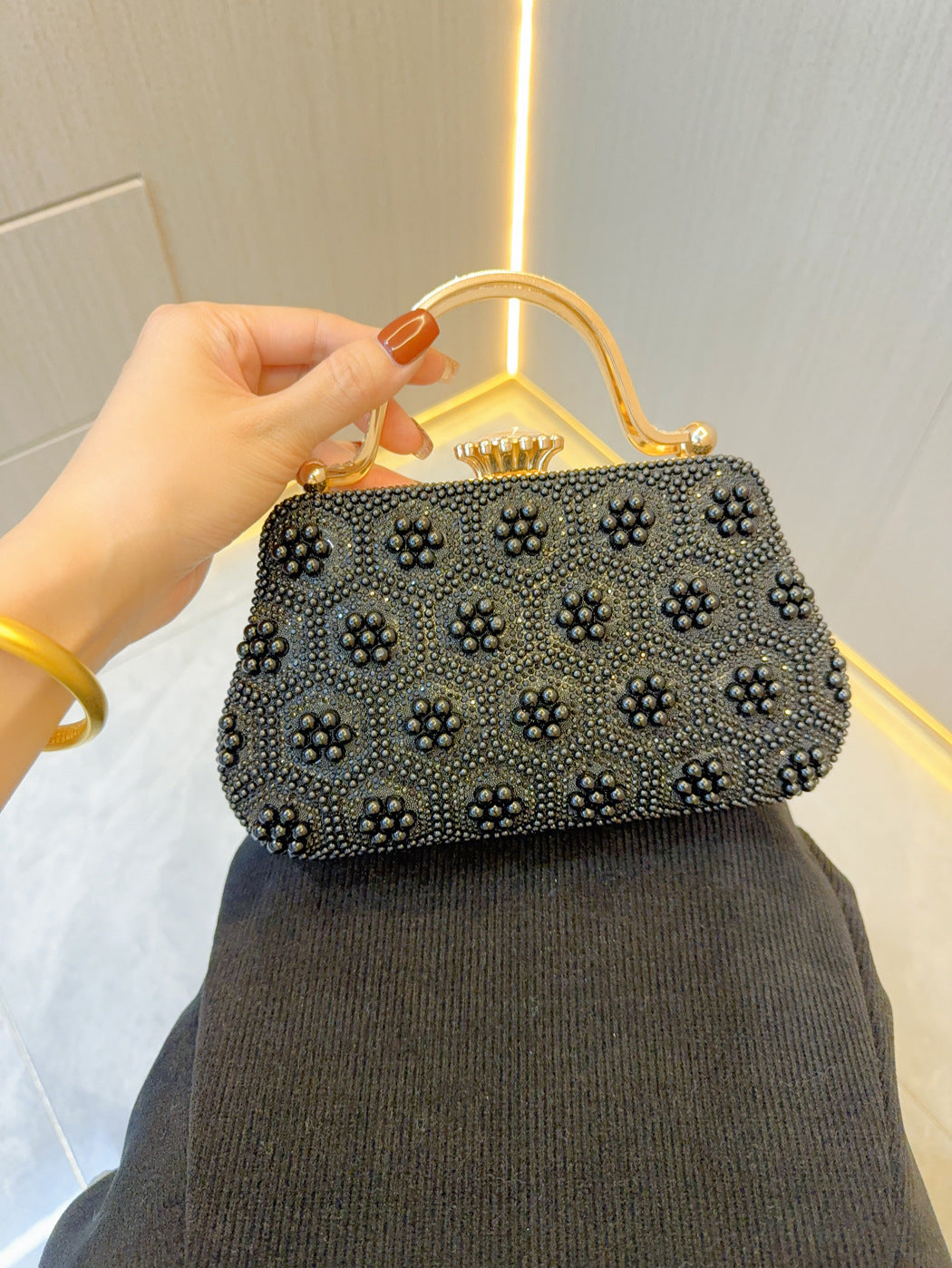 Vintage Pearl Tote Clutch Wedding evening clutch Dinner bag