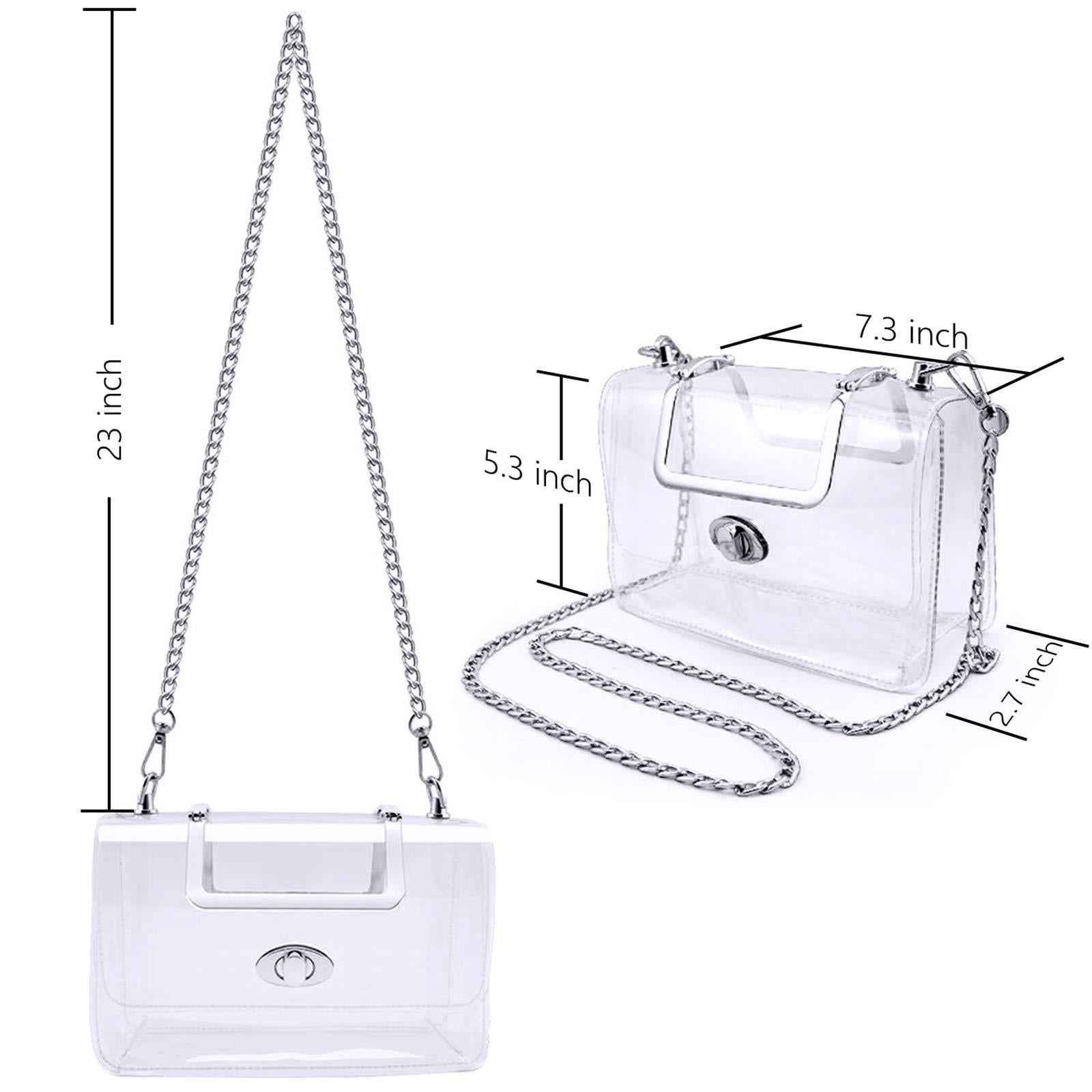 Women's Transparent evening Clutch Bag – Stylish Clear Crossbody Shoulder purse with Removable Gold Chain Strap